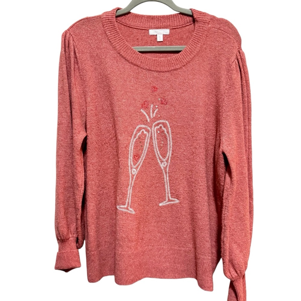 LC - Lauren Conrad - holiday celebration champagne sweater - peach -soft size XL